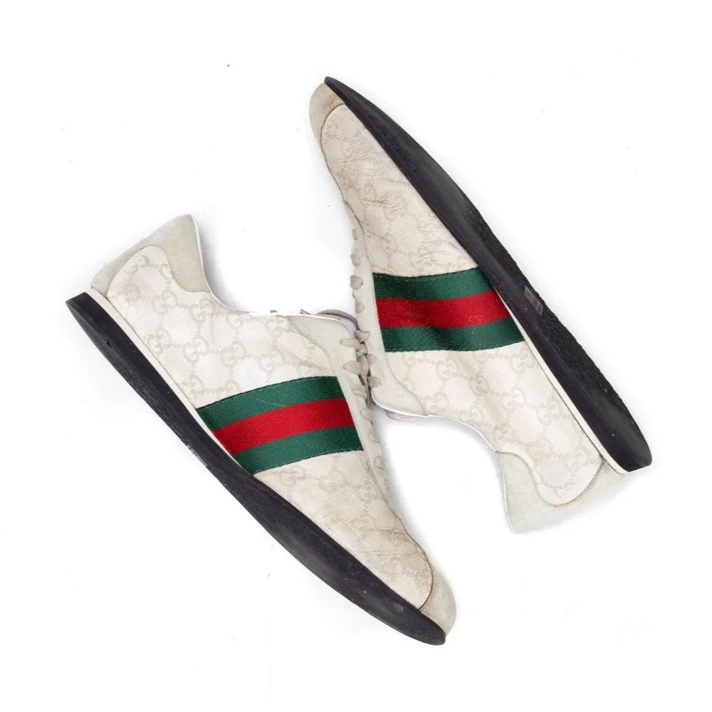 VTG Gucci Sneakers Men's Size US 10.5 Low Top Leather Suede GG Logo